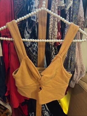 Madewell Twist-Front Crop Top in Mustard Yellow